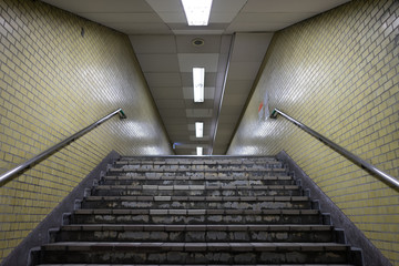 Fototapeta premium View from subway under ground stairs passage way