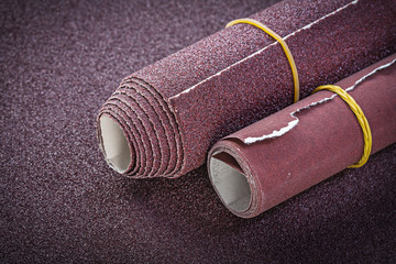 Rolled up sand paper top view abrasive tools