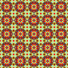 illustration seamless pattern, background, geometric, red, green elements