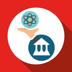 Education design. University icon. Colorfull and isolated illustration, university building on hand