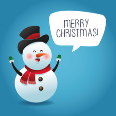 Merry Christmas concept with snowman icon. vector graphic