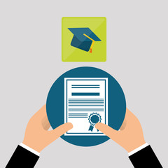 Education design. University icon. Colorfull and isolated illustration, paper on hand