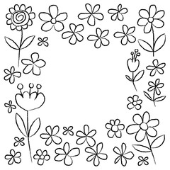 Vector set of doodle flowers