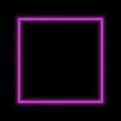 Neon vector frame pink square glowing.