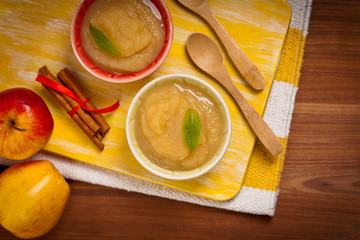 Homemade Applesauce. Selective focus.