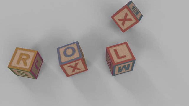 Falling bricks make up words: abcd, fall, past, real, roll, show, wood, soon