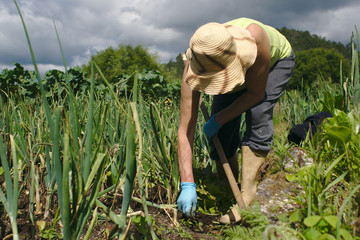 Mujer trabajando en el campo