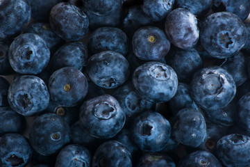 Juicy and fresh blueberries on the table at the morning