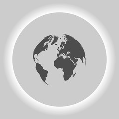 Flat paper cut style icon of globe