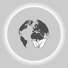 Flat paper cut style icon of eco planet