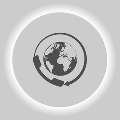 Worldwide customer support call-center. Flat icon