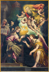 CREMONA, ITALY - MAY 24, 2016: The Annunciation paint in Chiesa di San Agostino by Giulio Campi (circa 1571).