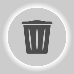 Flat paper cut style icon of trash can