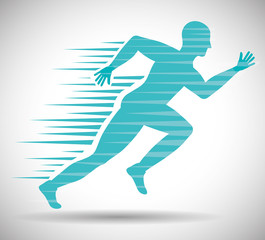 Man of side running. sport concept, vector graphic