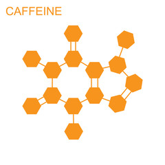 The molecular structure and communication at a background. Vector illustration. Formula of Caffeine