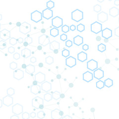 Molecule structure and communication on the blue background. Vector illustration