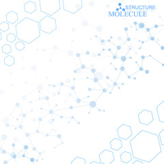 Molecule structure and communication on the blue background. Vector illustration