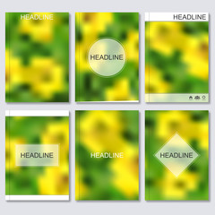 Modern vector templates for brochure, flyer, cover magazine or report in A4 size. blurred spring background.