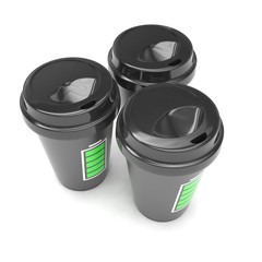 Three paper coffee cups. 3d rendering.