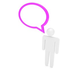 3d man with talk bubbles isolated over a white background. 3d rendering.