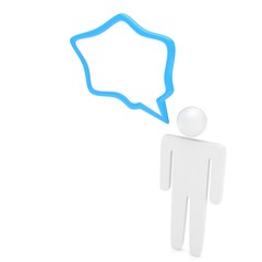 3d man with talk bubbles isolated over a white background. 3d rendering.