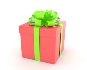 gift box with bows isolated on white. 3d rendering.