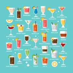 Foto op Aluminium Cocktail alcohol mixed drink icons for menu, web and graphic des © girafchik