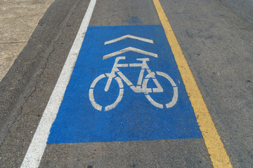 Asphalt road with yellow line