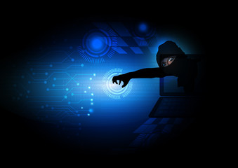 Hacker Internet security black blue background.