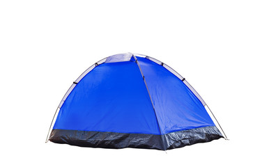 Isolated blue dome tent on white
