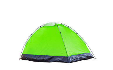 Isolated green dome tent on white