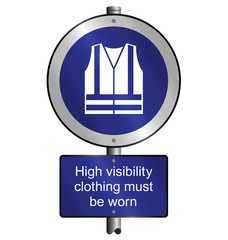 Health and Safety high visibility vest signpost