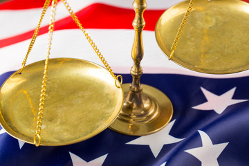 .Justice of scale with American flag
