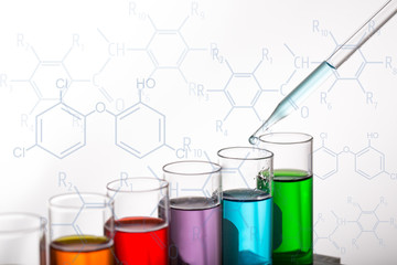 Chemistry flask glassware for test laboratory.