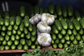 Cucumbers for sale on the market