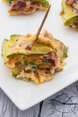 Zucchini and bacon rolls baked