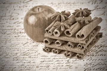 Red apple with cinnamon