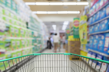  shopping cart view with Blurred defocused background of generic
