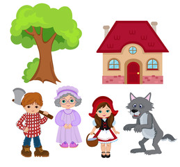 Little red riding hood. Big set for education.