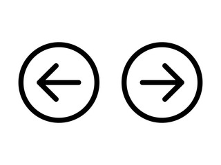 Left and right, previous and next or back and forth round arrows line art icon for apps and websites