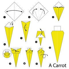 step by step instructions how to make origami A Carrot.