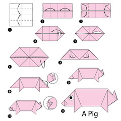 step by step instructions how to make origami A Pig.