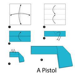 step by step instructions how to make origami A Pistol.