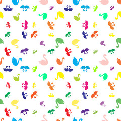 Swan colorfull bright seamless pattern