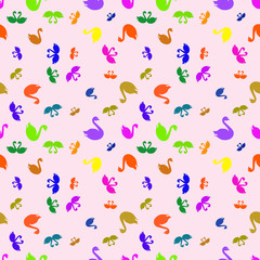 Swan colorfull bright seamless pattern