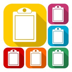 Vector checklist icons set with long shadow