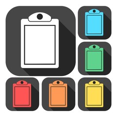 Vector checklist icons set with long shadow