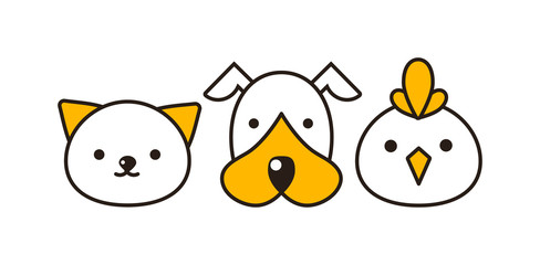 Cat, dog and bird vector illustration