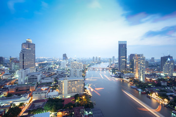 Fototapeta na wymiar Bangkok Chao Phraya River view.
