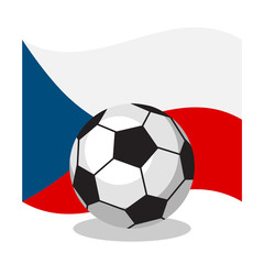 Fototapeta premium Football or soccer ball with czech flag on white background. World cup. Cartoon ball. Concept of championship, league, team sport. Game for kids and adults. Cheering and sport fans concept.